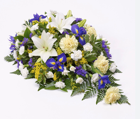 Iris You Were Here Tear Drop Casket Arrangement