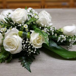 Simply Elegant Tear Drop Casket Arrangement