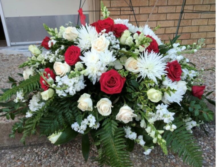 Three Piece Red and White Funeral Package