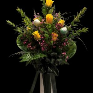 When you want the very best, our Mile High designs are Stellar! Brighten Mom's day with our most luxurious dozen yellow roses arrangement.
