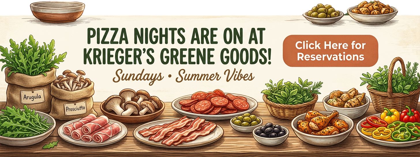 PIzza Nights on Sundays During the Summer at Krieger's Greene Goods in Jefferson, IA
